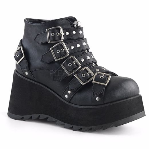 Product image of Demonia Scene-30 Black Vegan Leather, 3 1/2 inch Platform Ankle Boot