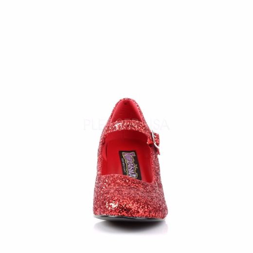 Product image of Funtasma Schoolgirl-50G Red Glitter, 2 inch (5.1 cm) Heel Court Pump Shoes