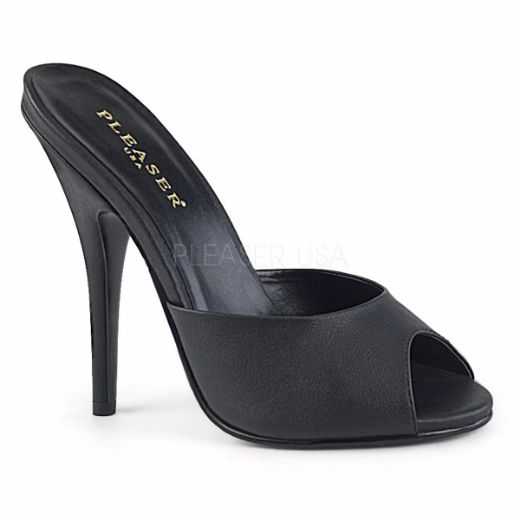 Product image of Pleaser Seduce-101 Black Faux Leather, 5 inch (12.7 cm) Heel Slide Mule Shoes