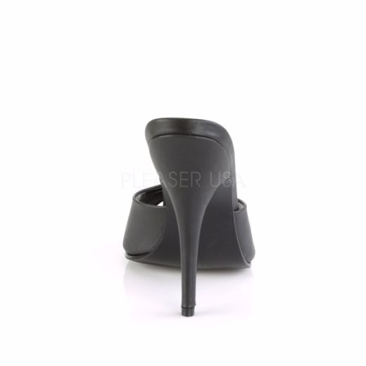 Product image of Pleaser Seduce-101 Black Faux Leather, 5 inch (12.7 cm) Heel Slide Mule Shoes