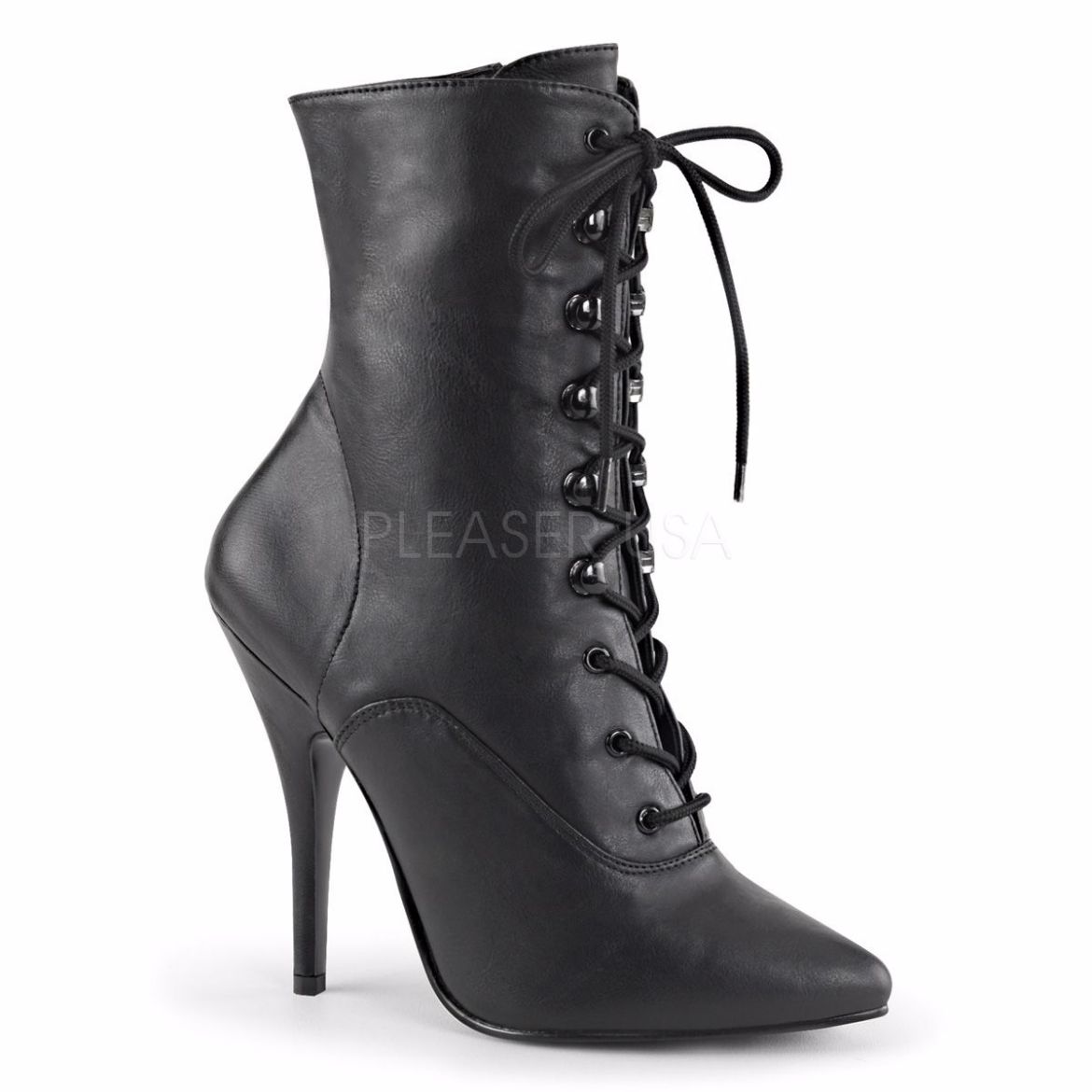 Product image of Pleaser Seduce-1020 Black Faux Leather, 5 inch (12.7 cm) Heel Ankle Boot