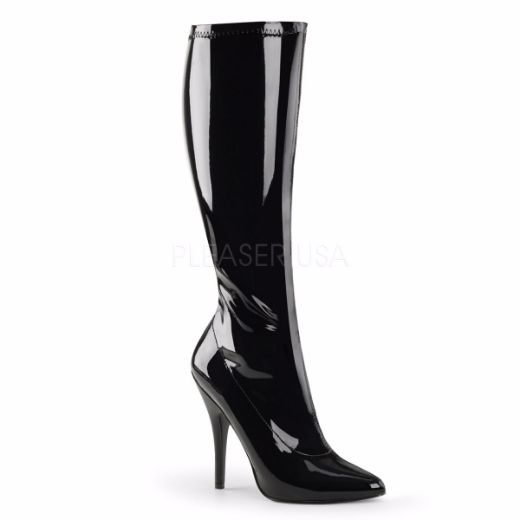 Product image of Pleaser Seduce-2000 Black Stretch Patent, 5 inch (12.7 cm) Heel Knee High Boot