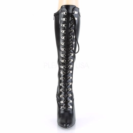 Product image of Pleaser Seduce-2024 Black Stretch Faux Leather, 5 inch (12.7 cm) Heel Knee High Boot
