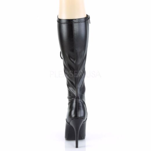 Product image of Pleaser Seduce-2024 Black Stretch Faux Leather, 5 inch (12.7 cm) Heel Knee High Boot