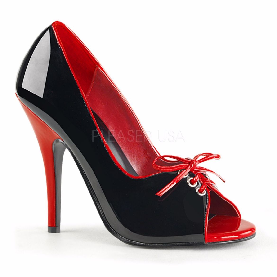 Product image of Pleaser Seduce-216 Black-Red Patent, 5 inch (12.7 cm) Heel Court Pump Shoes