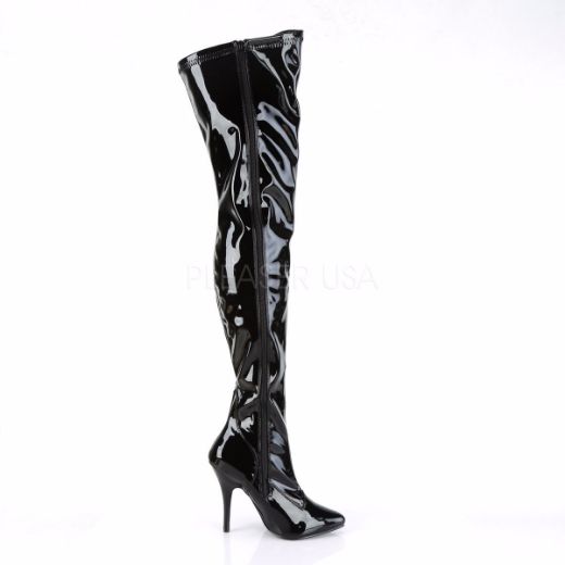 Product image of Pleaser Seduce-3000 Black Stretch Patent, 5 inch (12.7 cm) Heel Thigh High Boot