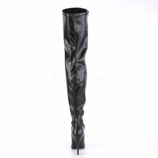 Product image of Pleaser Seduce-3000 Black Stretch Faux Leather, 5 inch (12.7 cm) Heel Thigh High Boot