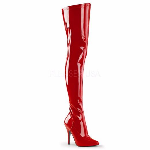 Product image of Pleaser Seduce-3000 Red Stretch Patent, 5 inch (12.7 cm) Heel Thigh High Boot