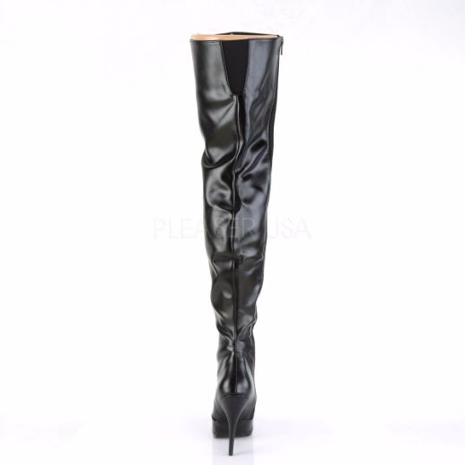 Product image of Pleaser Seduce-3010 Black Faux Leather, 5 inch (12.7 cm) Heel Thigh High Boot