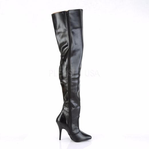 Product image of Pleaser Seduce-3010 Black Faux Leather, 5 inch (12.7 cm) Heel Thigh High Boot