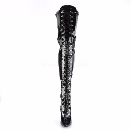 Product image of Pleaser Seduce-3024 Black Stretch Patent, 5 inch (12.7 cm) Heel Thigh High Boot