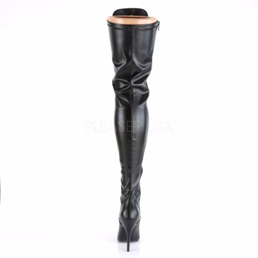 Product image of Pleaser Seduce-3024 Black Stretch Faux Leather, 5 inch (12.7 cm) Heel Thigh High Boot