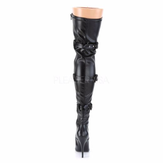 Product image of Pleaser Seduce-3028 Black Stretch Faux Leather, 5 inch (12.7 cm) Heel Thigh High Boot