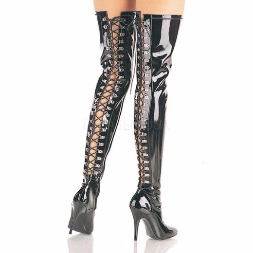 Product image of Pleaser Seduce-3063 Black Stretch Patent, 5 inch (12.7 cm) Heel Thigh High Boot