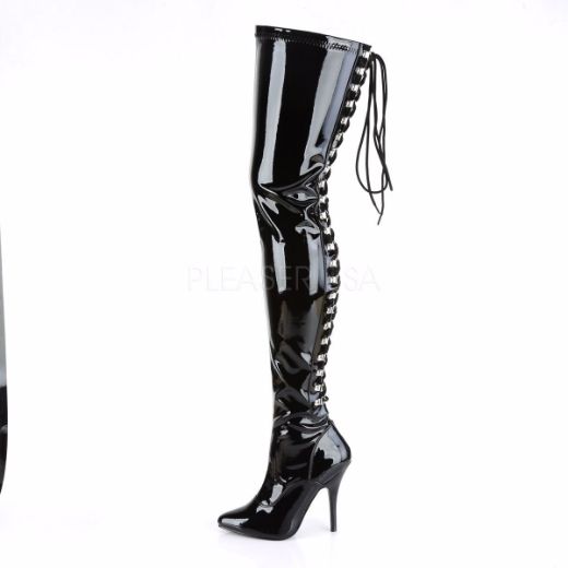 Product image of Pleaser Seduce-3063 Black Stretch Patent, 5 inch (12.7 cm) Heel Thigh High Boot