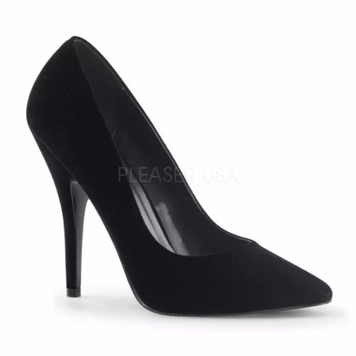 Product image of Pleaser Seduce-420 Black Velvet, 5 inch (12.7 cm) Heel Court Pump Shoes