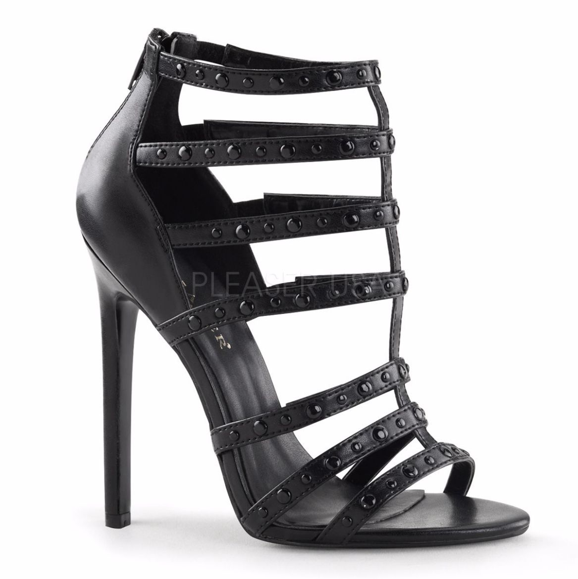 Product image of Pleaser Sexy-15 Black Faux Leather, 5 inch (12.7 cm) Heel Sandal Shoes