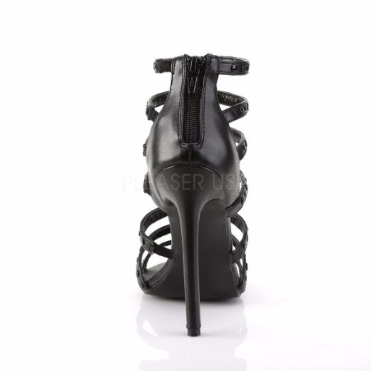 Product image of Pleaser Sexy-15 Black Faux Leather, 5 inch (12.7 cm) Heel Sandal Shoes
