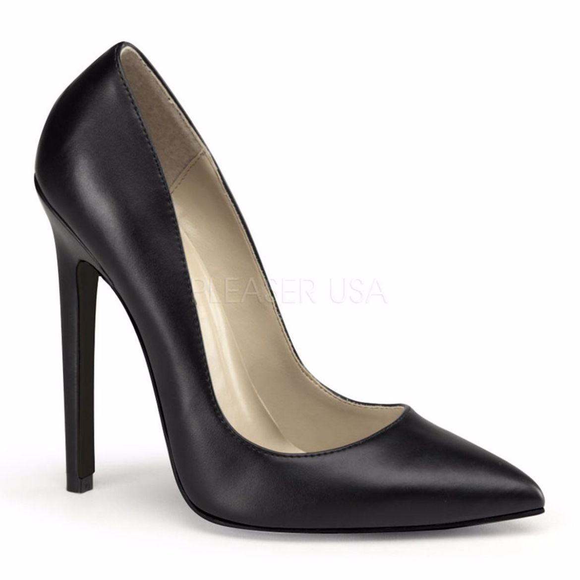 Product image of Pleaser Sexy-20 Black Faux Leather, 5 inch (12.7 cm) Heel Court Pump Shoes