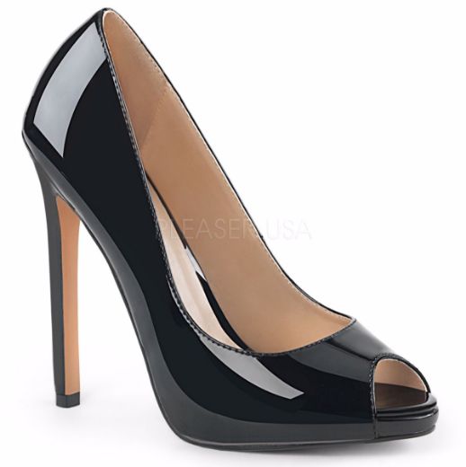 Product image of Pleaser Sexy-42 Black Patent, 5 inch (12.7 cm) Heel, 1/4 inch (0.6 cm) Platform Court Pump Shoes