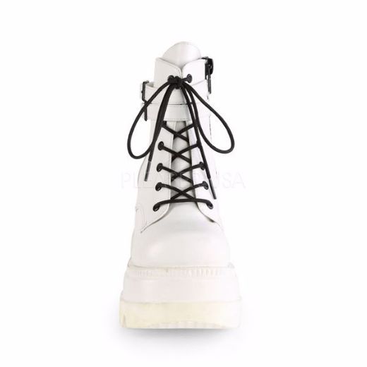 Product image of Demonia Shaker-52 White Vegan Leather , 4 1/2 inch (11.4 cm) Wedge Platform Ankle Boot