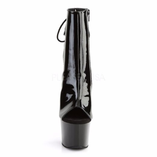Product image of Pleaser Sky-1018 Black Patent/Black, 7 inch (17.8 cm) Heel, 2 3/4 inch (7 cm) Platform Ankle Boot