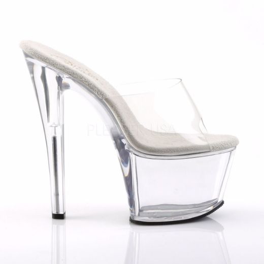 Product image of Pleaser Sky-301 Clear/Clear, 7 inch (17.8 cm) Heel, 2 3/4 inch (7 cm) Platform Slide Mule Shoes
