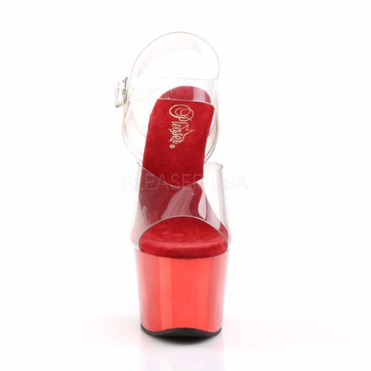 Product image of Pleaser Sky-308 Clear/Red Chrome, 7 inch (17.8 cm) Heel, 2 3/4 inch (7 cm) Platform Sandal Shoes