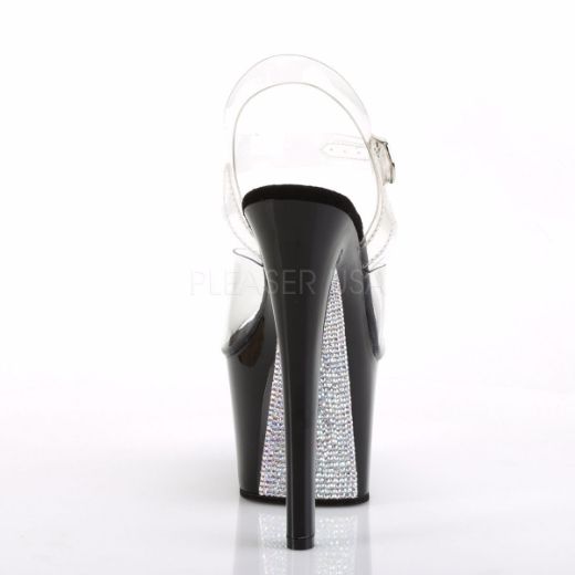 Product image of Pleaser Sky-308Crs Clear/Black-Silver Ab Rhinestonetn, 7 inch (17.8 cm) Heel, 2 3/4 inch (7 cm) Platform Sandal Shoes