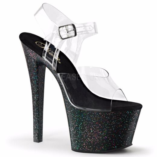 Product image of Pleaser Sky-308Mg Clear/Black, 7 inch (17.8 cm) Heel, 2 3/4 inch (7 cm) Platform Sandal Shoes