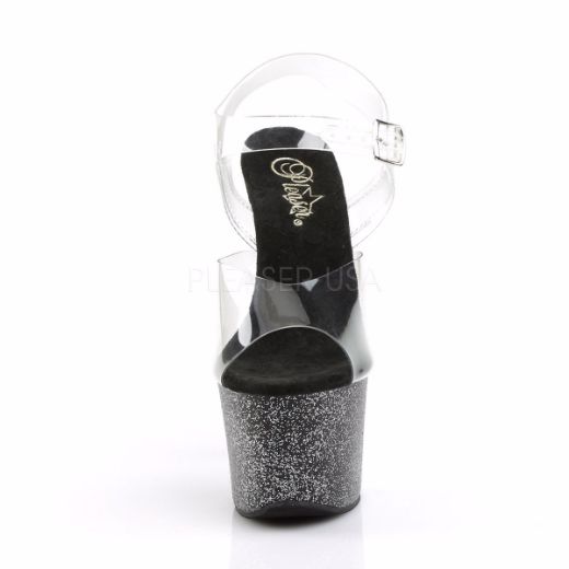 Product image of Pleaser Sky-308Mg Clear/Black, 7 inch (17.8 cm) Heel, 2 3/4 inch (7 cm) Platform Sandal Shoes