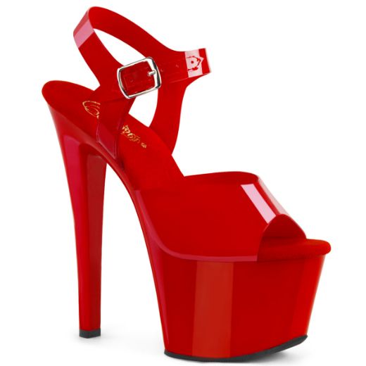 Product image of Pleaser Sky-308N Red (Jelly-Like) Tpu/Red, 7 inch (17.8 cm) Heel, 2 3/4 inch (7 cm) Platform Sandal Shoes