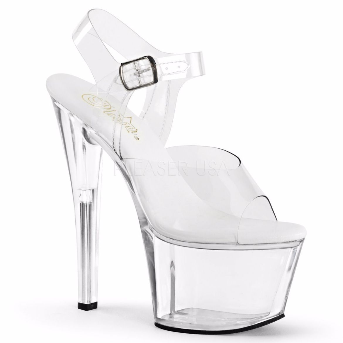 Product image of Pleaser Sky-308Vl Clear/Clear, 7 inch (17.8 cm) Heel, 2 3/4 inch (7 cm) Platform Sandal Shoes