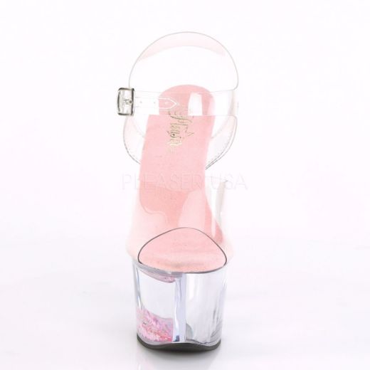 Product image of Pleaser Sky-308Whg Clear/Clear-Baby Pink Glitter, 7 inch (17.8 cm) Heel, 2 3/4 inch (7 cm) Platform Sandal Shoes