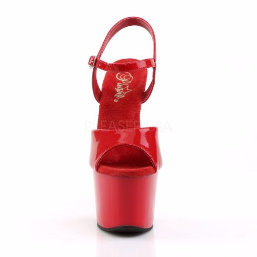Product image of Pleaser Sky-309 Red Patent/Red, 7 inch (17.8 cm) Heel, 2 3/4 inch (7 cm) Platform Sandal Shoes
