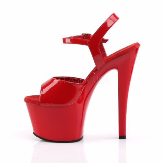 Product image of Pleaser Sky-309 Red Patent/Red, 7 inch (17.8 cm) Heel, 2 3/4 inch (7 cm) Platform Sandal Shoes