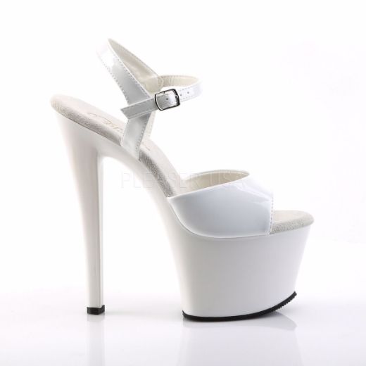 Product image of Pleaser Sky-309 White Patent/White, 7 inch (17.8 cm) Heel, 2 3/4 inch (7 cm) Platform Sandal Shoes