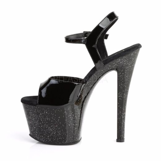 Product image of Pleaser Sky-309Mg Black/Black, 7 inch (17.8 cm) Heel, 2 3/4 inch (7 cm) Platform Sandal Shoes