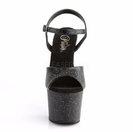 Product image of Pleaser Sky-309Mmg Black Faux Leather/Black Matte, 7 inch (17.8 cm) Heel, 2 3/4 inch (7 cm) Platform Sandal Shoes