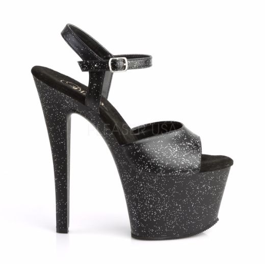 Product image of Pleaser Sky-309Mmg Black Faux Leather/Black Matte, 7 inch (17.8 cm) Heel, 2 3/4 inch (7 cm) Platform Sandal Shoes