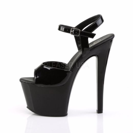 Product image of Pleaser Sky-309Vl Black Patent/Black, 7 inch (17.8 cm) Heel, 2 3/4 inch (7 cm) Platform Sandal Shoes