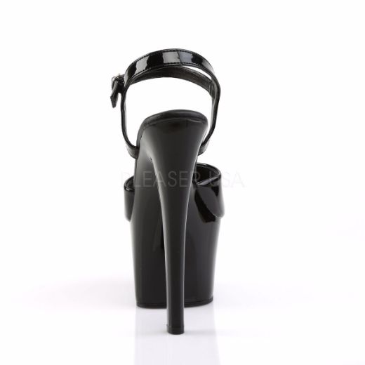Product image of Pleaser Sky-309Vl Black Patent/Black, 7 inch (17.8 cm) Heel, 2 3/4 inch (7 cm) Platform Sandal Shoes