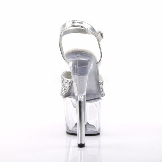 Product image of Pleaser Sky-310 Silver Glitter/Clear, 7 inch (17.8 cm) Heel, 2 3/4 inch (7 cm) Platform Sandal Shoes