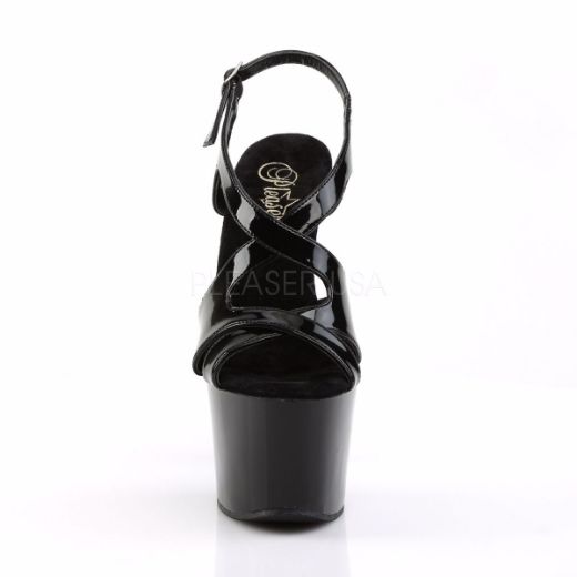 Product image of Pleaser Sky-330 Black Patent/Black, 7 inch (17.8 cm) Heel, 2 3/4 inch (7 cm) Platform Sandal Shoes