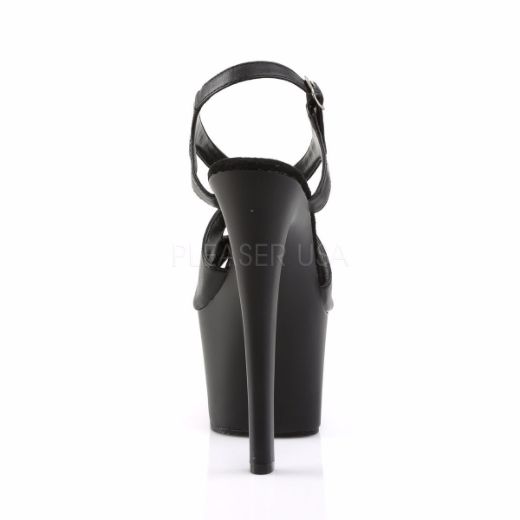 Product image of Pleaser Sky-330 Black Faux Leather/Black Matte, 7 inch (17.8 cm) Heel, 2 3/4 inch (7 cm) Platform Sandal Shoes