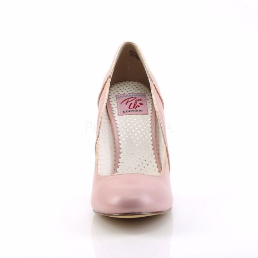 Product image of Pin Up Couture Smitten-04 Baby Pink Faux Leather, 4 inch (10.2 cm) Heel Court Pump Shoes