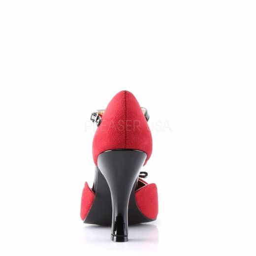 Product image of Pin Up Couture Smitten-10 Red M. Suede-Black Patent, 4 inch (10.2 cm) Heel Court Pump Shoes