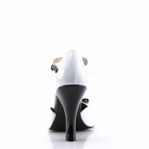 Product image of Pin Up Couture Smitten-10 White-Black Patent, 4 inch (10.2 cm) Heel Court Pump Shoes