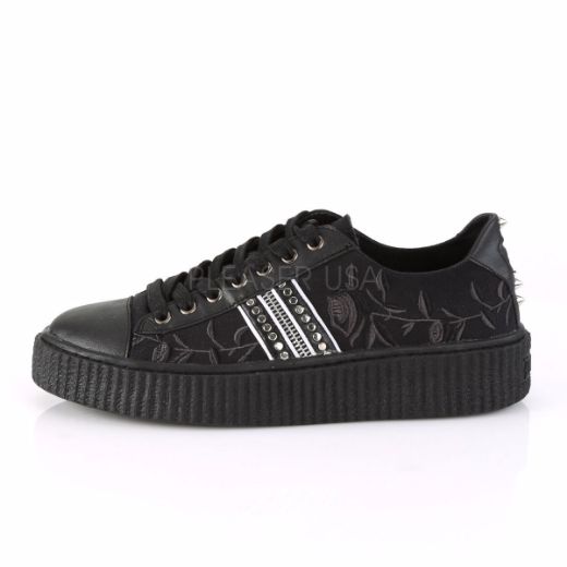 Product image of Demonia Sneeker-106 Black Canvas-Black Pu, 1 1/2 inch Platform Court Pump Shoes
