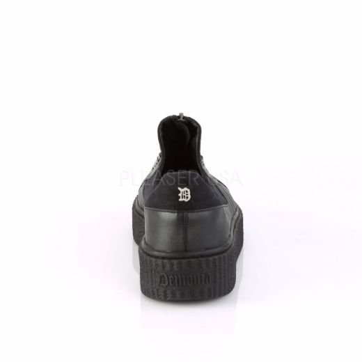 Product image of Demonia Sneeker-125 Black Canvas-Black Pu, 1 1/2 inch Platform Court Pump Shoes